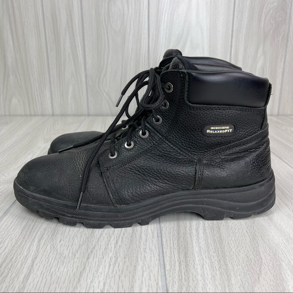 Skechers Shoes Skechers Relaxed Fit Work And Safety Black Leather Boots Oil And Slip